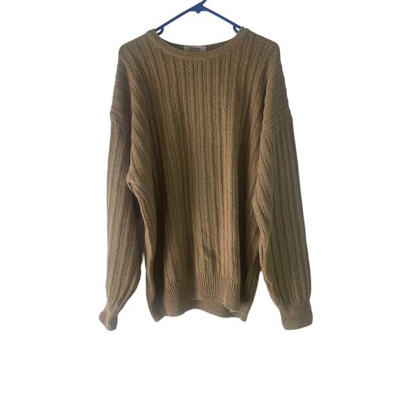 Kaufman's Enro Vintage 90s Men's Size Big 1XL Tan Chunky Knit Sweater - Picture 1 of 8